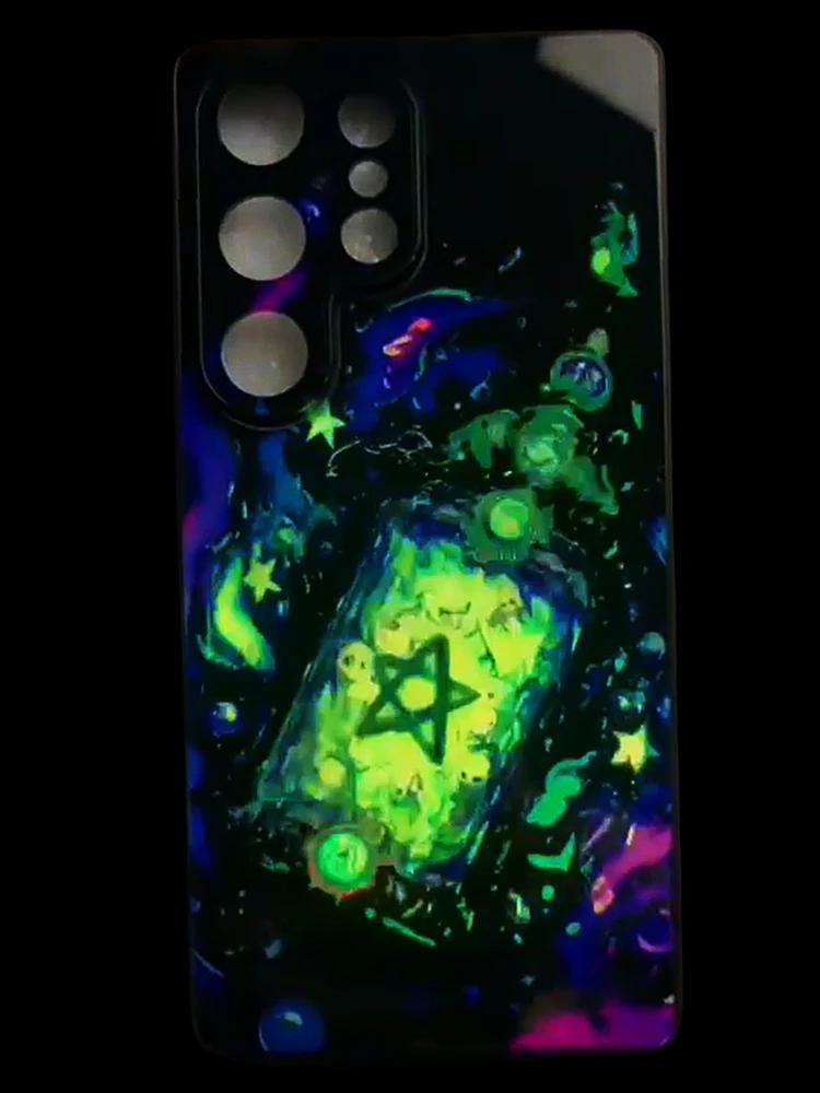 Фото Светящийся чехол для телефона Starry Drifting Bottle для Samsung S25 S24 Ultra S22 S23 S21 Ultra FE Plus Skull LED Flash Cover Capas Bags №2