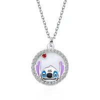harong new stitch necklace purple ears pearl crystal zircon round pendant jewelry cartoon character accessories for child woman