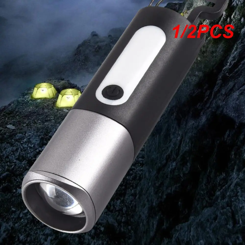 

1/2PCS Portable Mini Strong Light Flashlight USB Rechargeable KeyChain Work Light Outdoor Camping LED Flashlight Waterproof