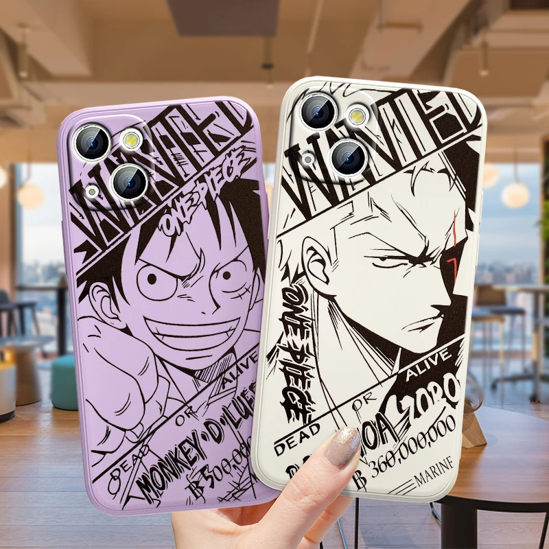 

Hot Anime One Piece Cool For Apple iPhone 13 12 Mini 11 Pro XS MAX XR X 8 7 6S SE Plus Liquid Rope Phone Case Cover Coque Shell