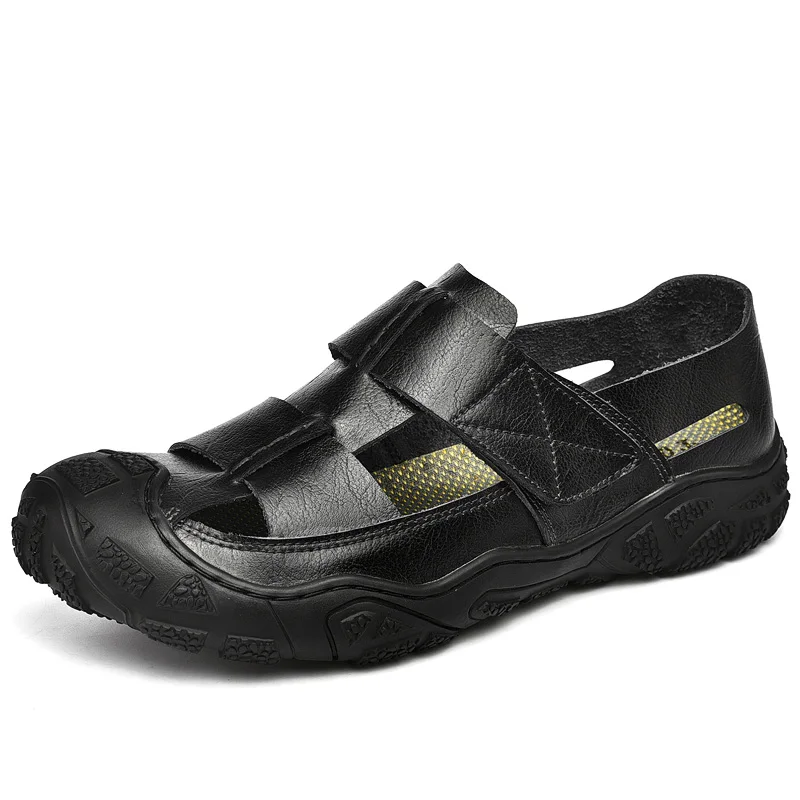 

Summer New Men's Shoes Hollow PU Leather Breathable Sandals Non-slip Flat Soft Bottom Handmade Trendy Design Shoes Men's Shoes
