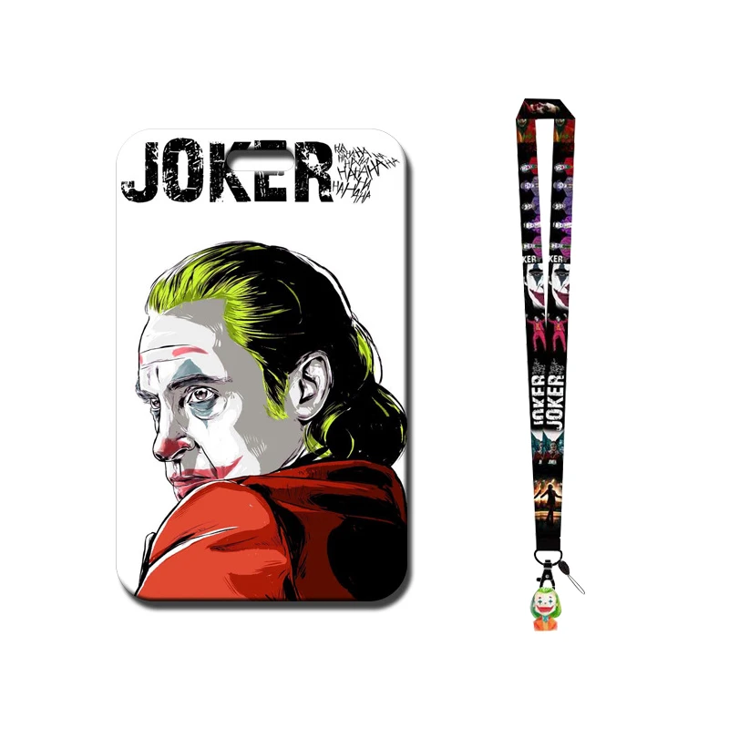 1 Set The Joker Card Holder Anime Badge Anti-Lost Lanyard Student Meal Protective Sleeve Bus Pendant |