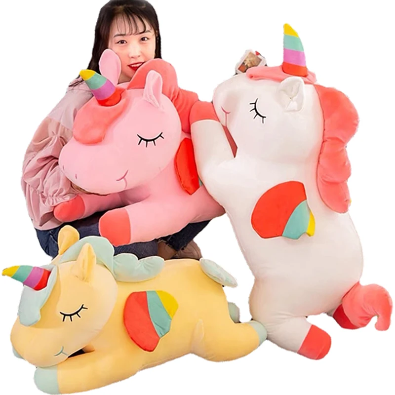 

30-100CM Plush Toys Large Lying Unicorn Doll Comfortable Pillow Children's Gift Kawaii Decompression Peluche For Child Birthday