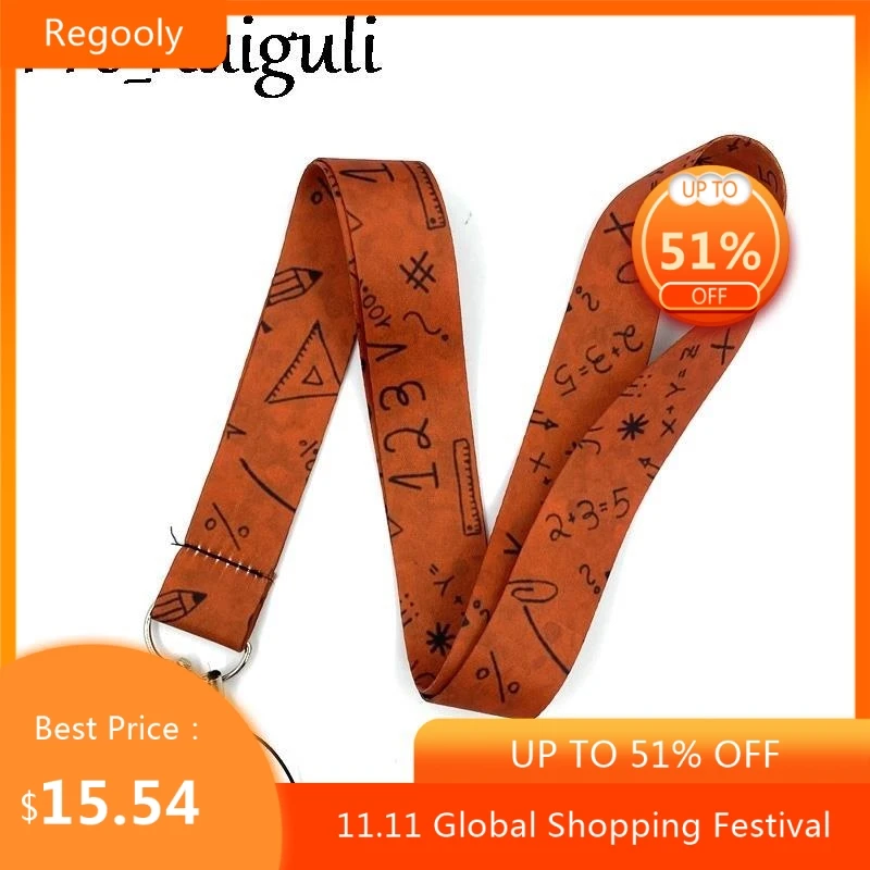 

30pcs Back to Scholl Education Leaning Equation Funny art Lanyard Neck Key Strap for Phone Key ID Card Cartoon webbings ribbons