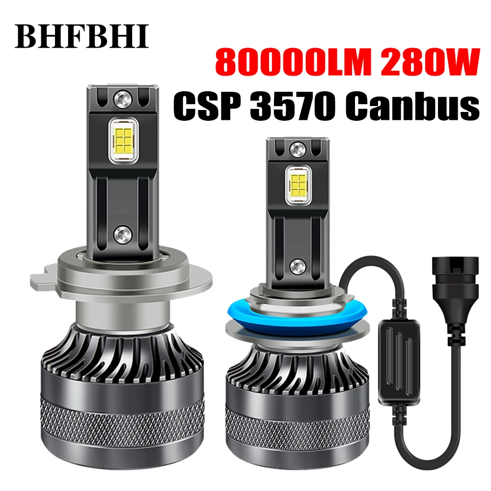 

BHFBNI 80000LM 6000K Lamp 280W HB3 HB4 9005 9006 H1 H8 H9 H7 H4 H11 Bulb Led Canbus Car Headlight CSP 3570 Fog Light High Power