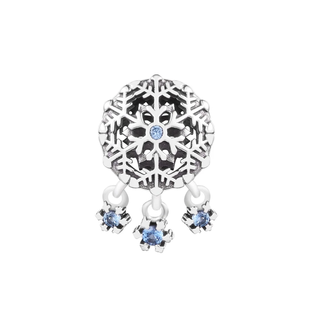

Christmas DIY Beads Icy Snowflake Drop Charm Mother Kids 925 Silver Kralen Voor Sieraden Maken Beaded Bracelets Bolitas