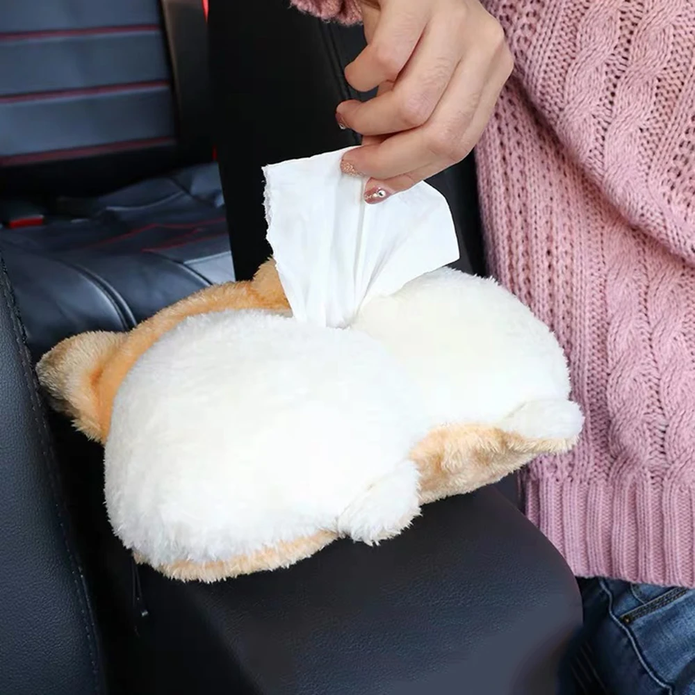 Креативная автомобильная коробка для салфеток Corgi Ass мягкая мультяшная бумажная
