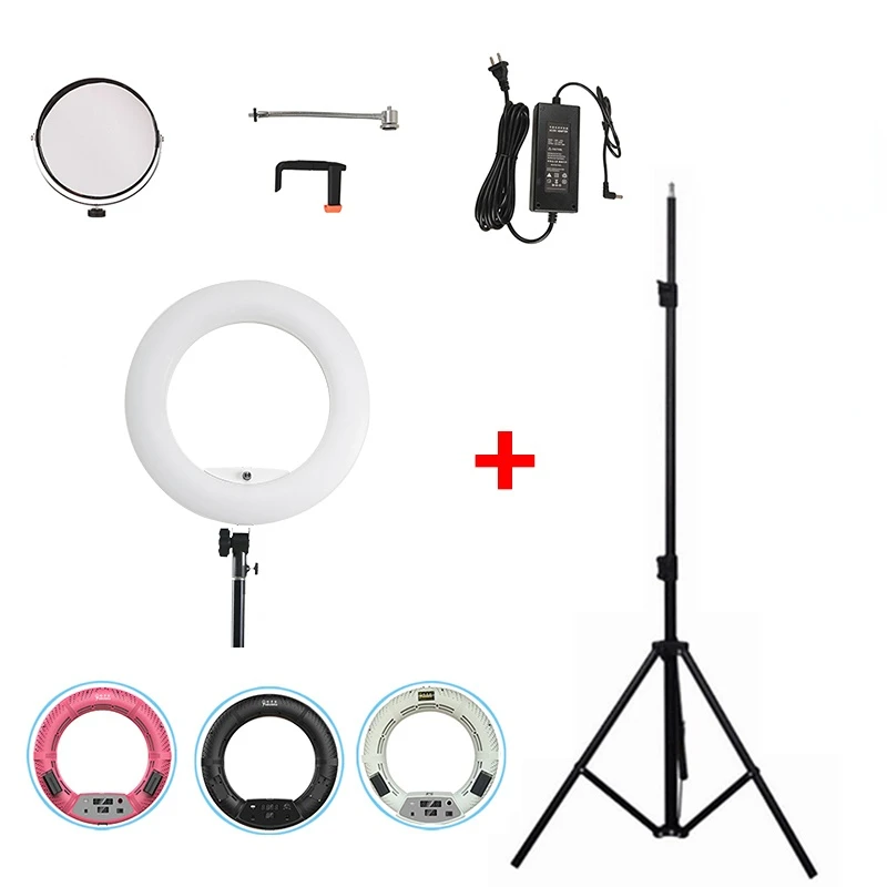 

Yidoblo White FD-480II 18 "студийное кольцо с регулируемой яркостью светильник 5500K 480 Φ лампа Фотографическая фотолампа с штативом (200 см)