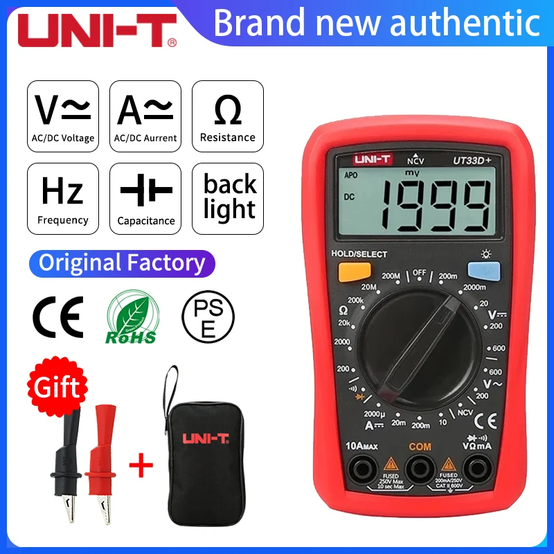 Цифровой мультиметр UNI-T UT33A UT33B UT33C UT33D с тестом емкости бесконтактного индикатора