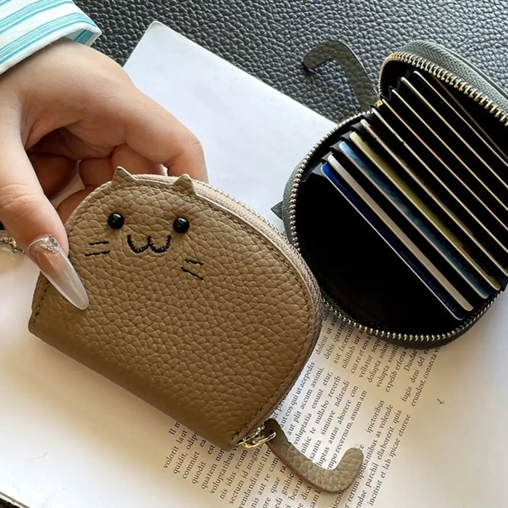 Женский Мини-кошелек С Рисунком Кота Из Искусственной Кожи Держатель Для Карт