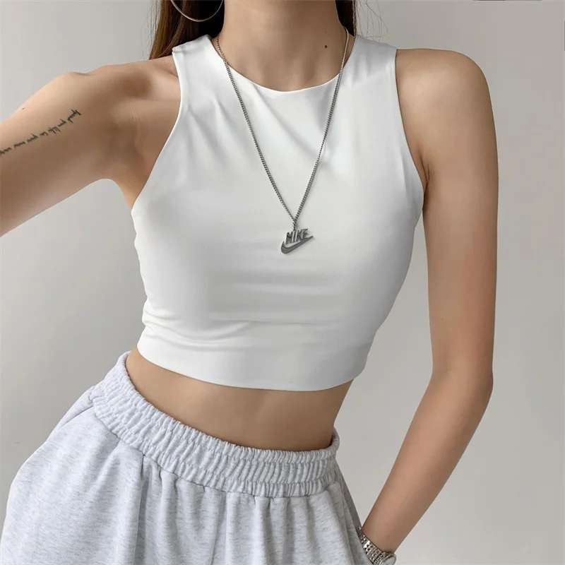 

Tank Tops 6 Colors Double Nylon Ladies Quality Sleeveless Women Tops O-neck Sexy Slim Tank Tops Summer FashionTank Tops