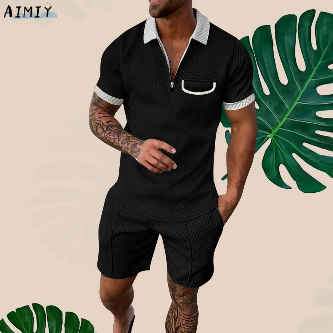 Tracksuit Clothing Men's T-Shirt Suit Summer Fashion Luxury Printed Men's Polo Shirt Short Sleeve And Shorts 2-Piece Street Set