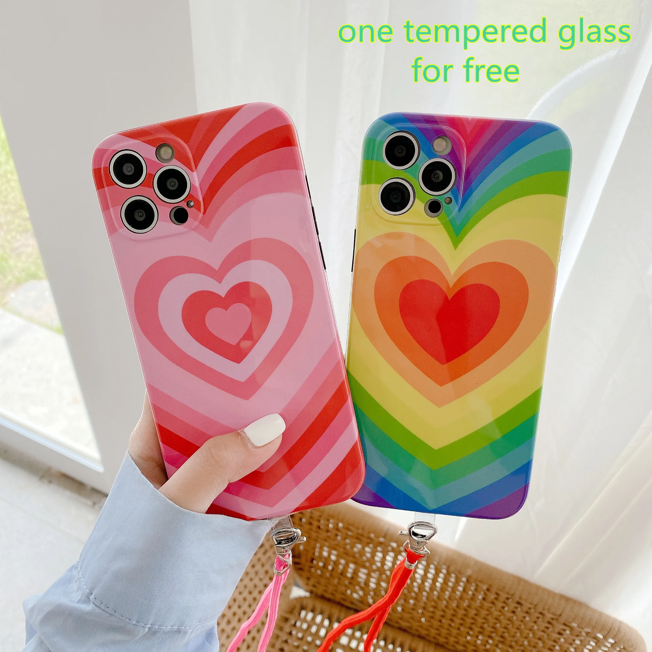

Rainbow IMD Case For iPhone 13 Pro Max Silicone Case Lanyard For iPhone 12 Funda iPhone 13 чехол на айфон 11 Coque iPhone 11