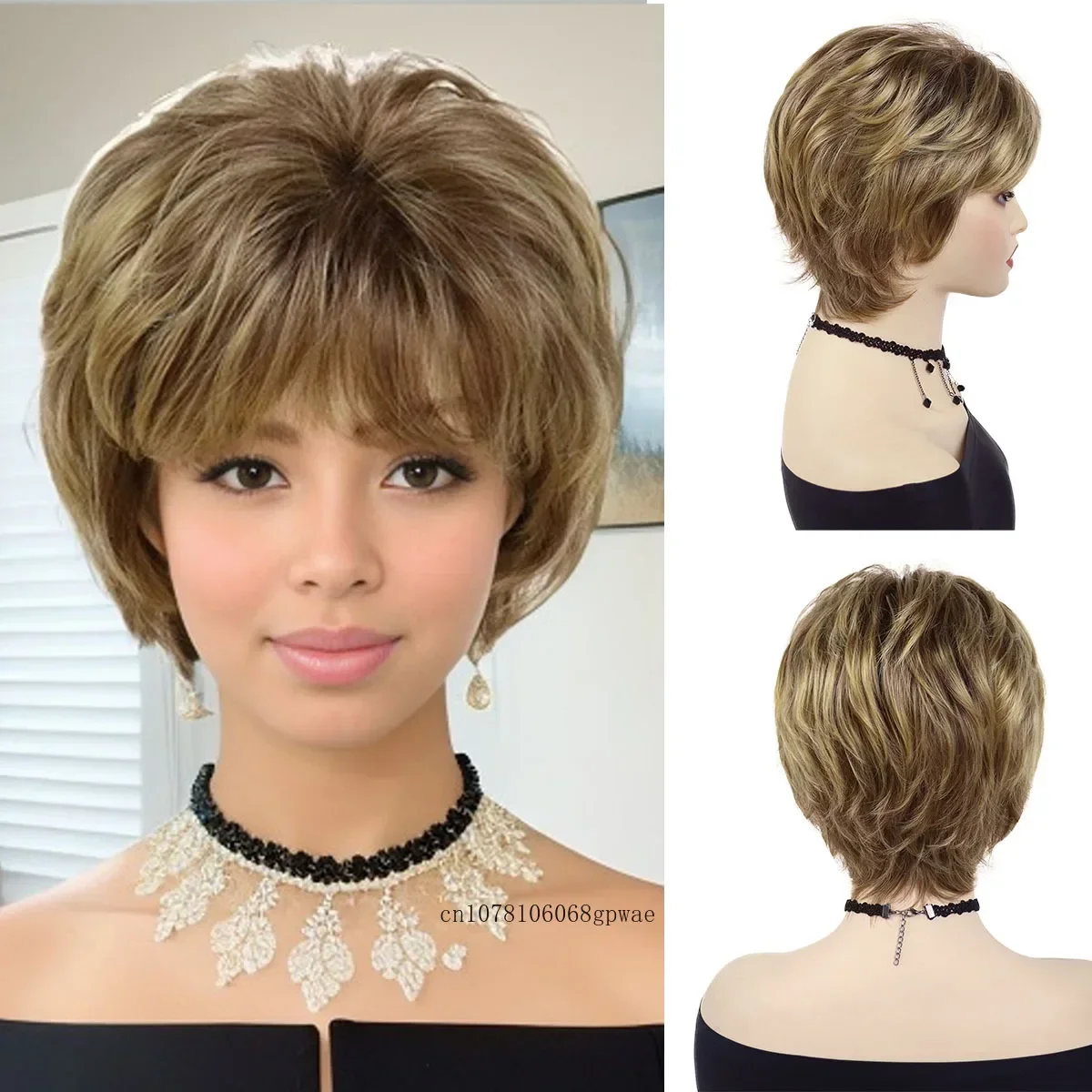 Синтетические парики с стрижкой пикси для женщин натуральный вид смешанный