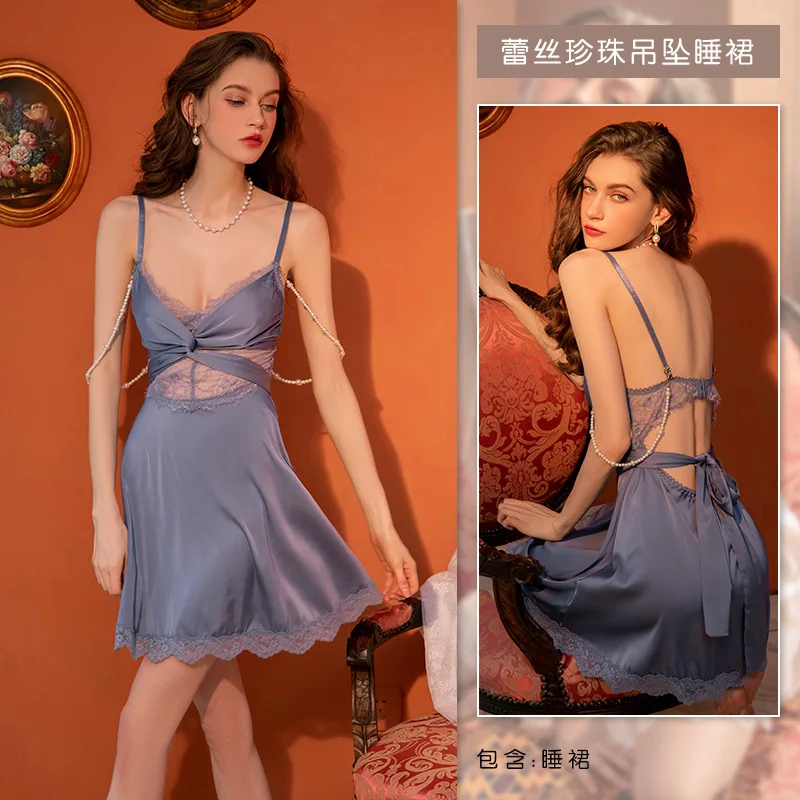 

Sexy Sleepwear Women Nightwear Pure Desire Pajamas Backless Suspender Nightdress Emotional Underwear Nightgown lingerie