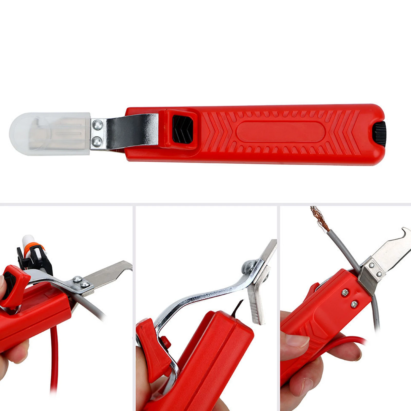 

1PCS Home Cable Insulation Knife Wire Stripper 8-28mm Rubber Handle Fastness Portable PVC Combined Tool For Stripping Removal