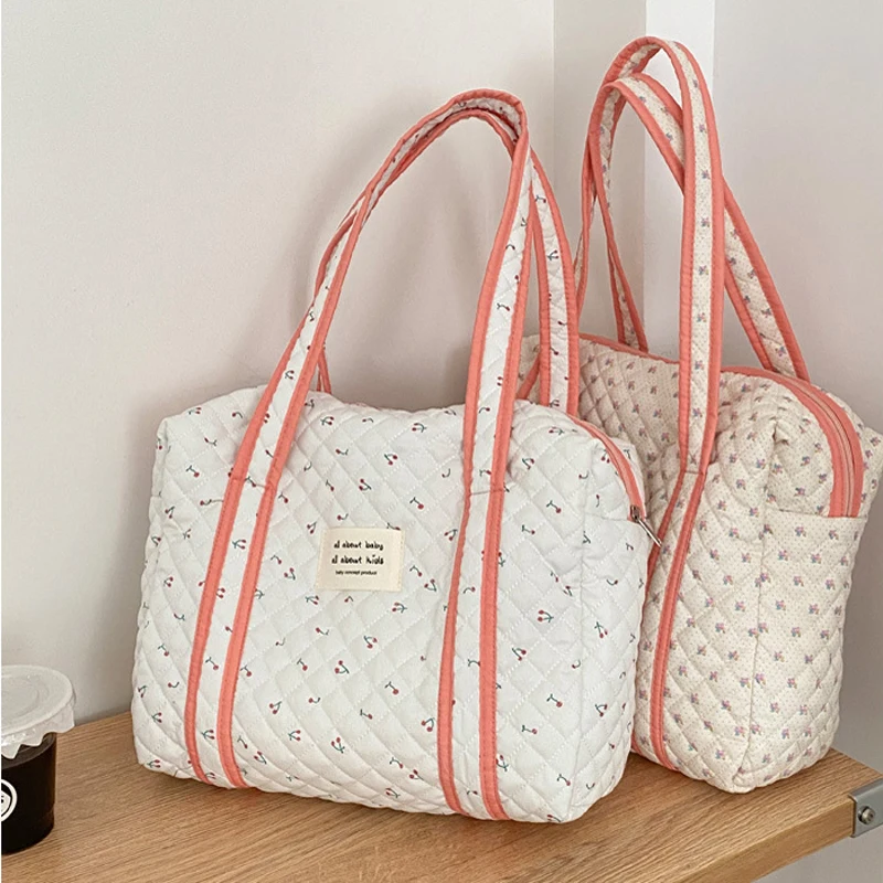 

Cotton Shoulder Bag for Women Handbag Korea Style Large Capacity Tote Bags Ladies Quilted Shopper Bag Storage Organizer Handbags