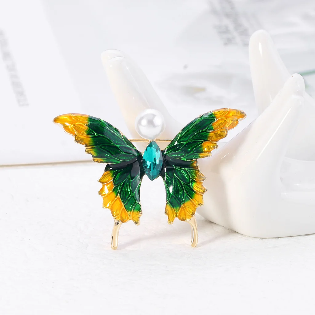 

Korean Version of Fashion Simple Drip Enamel Alloy Pearl Butterfly Brooch Pin Women's Clothing Accessories Pin Accessories
