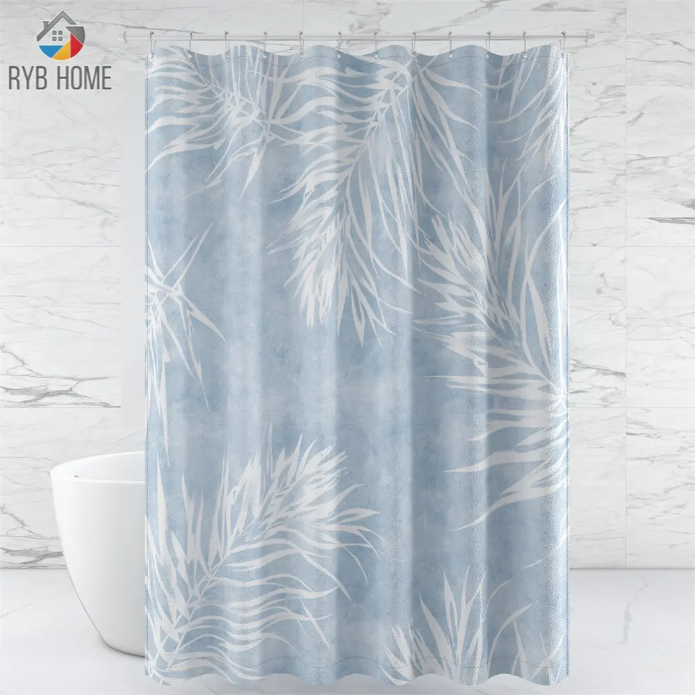 

RYB HOME Palm Leaf Bath Curtain for Home Decor Waterproof Shower Curtain with Free Hooks Bathroom Curtain Bathroom Decor