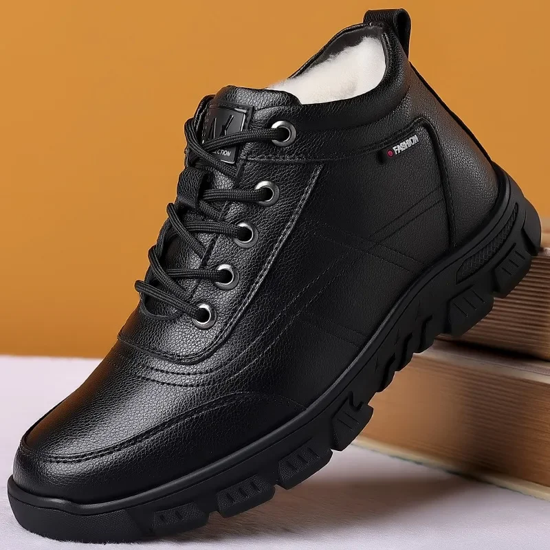 Мужские короткие ботинки на флисовой подкладке теплые Нескользящие из