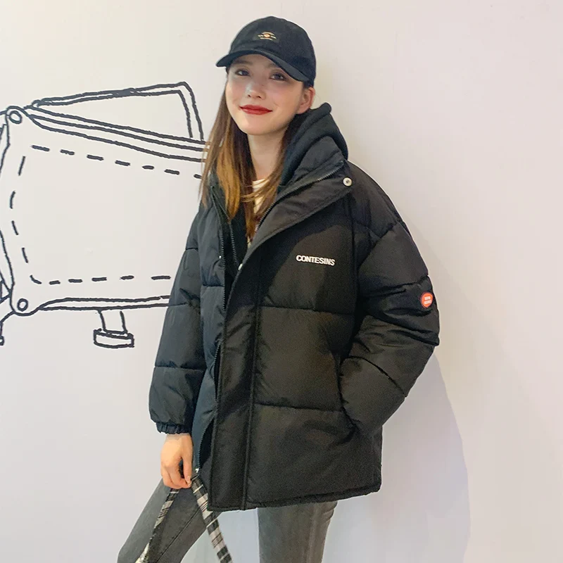 2021 Winter Women Oversized Parkas Coat Fashion Solid Thick Warm Hooded Padded Coat Casual Winter Outwear Parkas Bubble Coat