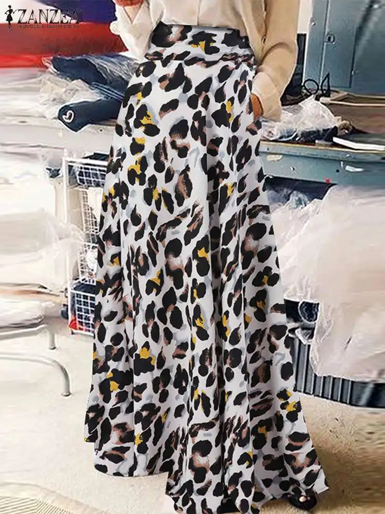 

Elegant Loose Dresses Bohemian Holiday Casual Side Pockets Skirts ZANZEA Women Spring Leopard Printing Party Retro Short Dress