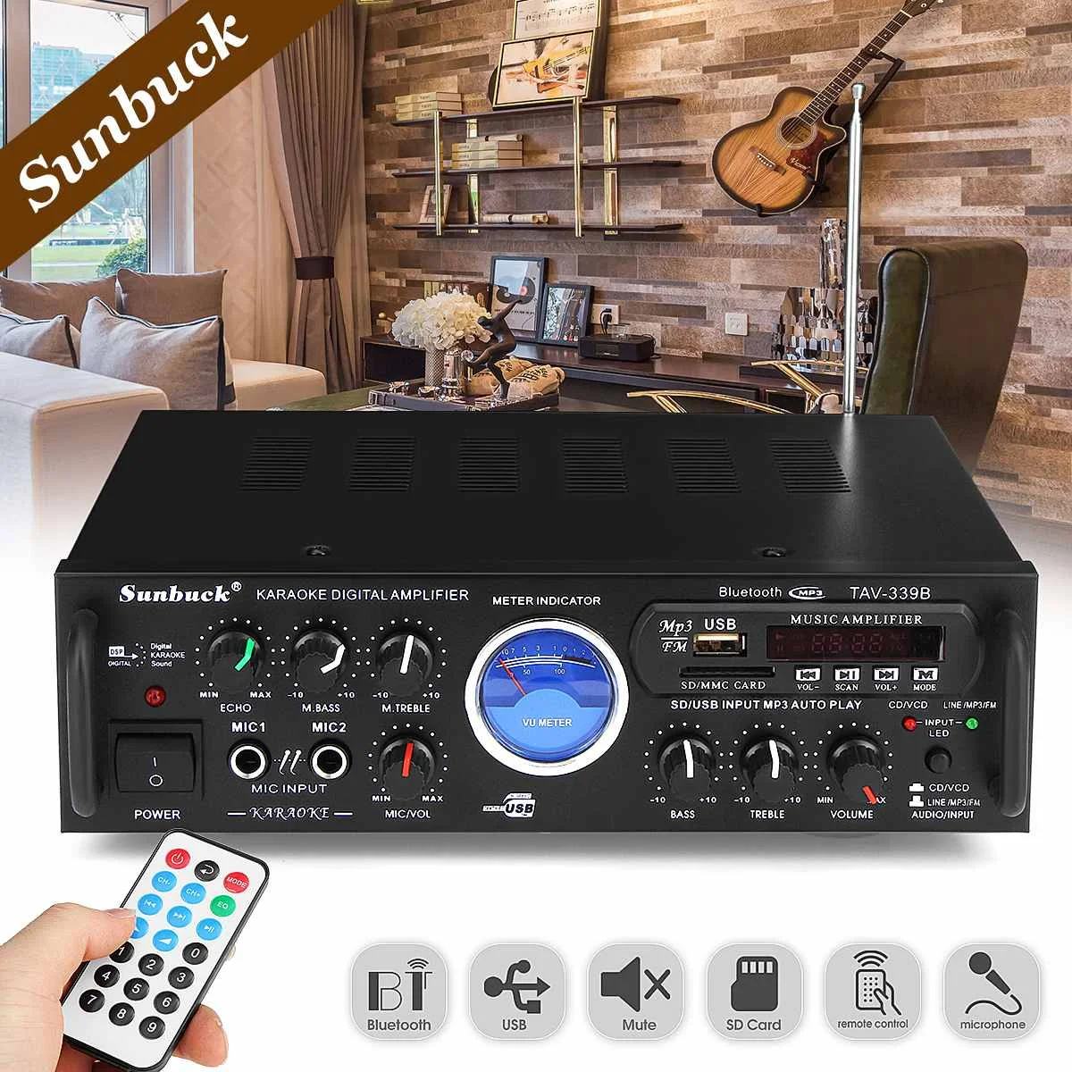 

1200W 220V 12V bluetooth5.0 Audio Car Power Amplifier Home Theater amplificador Audio with Remote Control Support FM USB