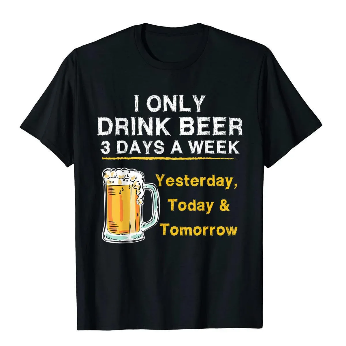Футболка с принтом Я только пиво 3 дня в неделю вчера сегодня завтра топ стиле