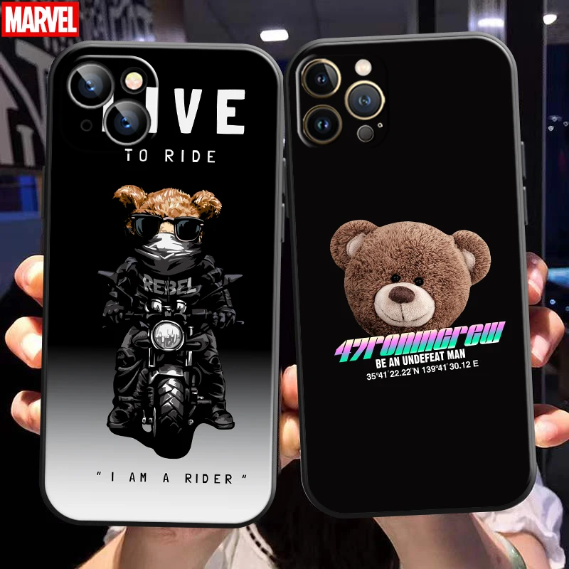 

Luxury Cute Bear For Apple iPhone 13 12 11 Pro 12 13 Mini X XR XS Max 5 6 6S 7 8 Plus SE2020 Phone Case Coque Soft Bumper Funda