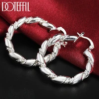 doteffil 925 sterling silver twisted rope round hoop earrings women party gift fashion charm wedding engagement jewelry