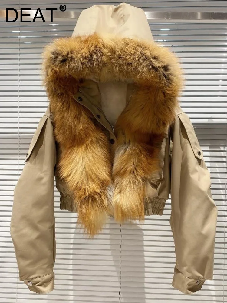 DEAT 2024 зимняя женская новая куртка с меховым воротником и подкладкой из