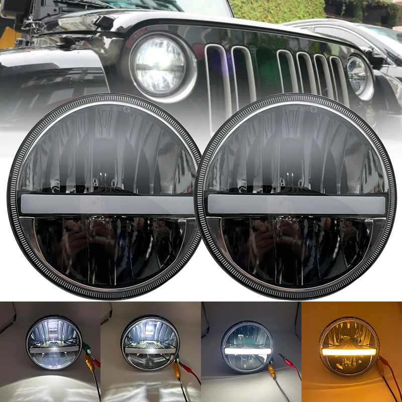 

7inch LED Round Headlights with DRL Hi Lo Beam Headlamp For Lada Niva 4X4 offroad Car Accessories For Jeep Wrangler TJ JK LJ TJ