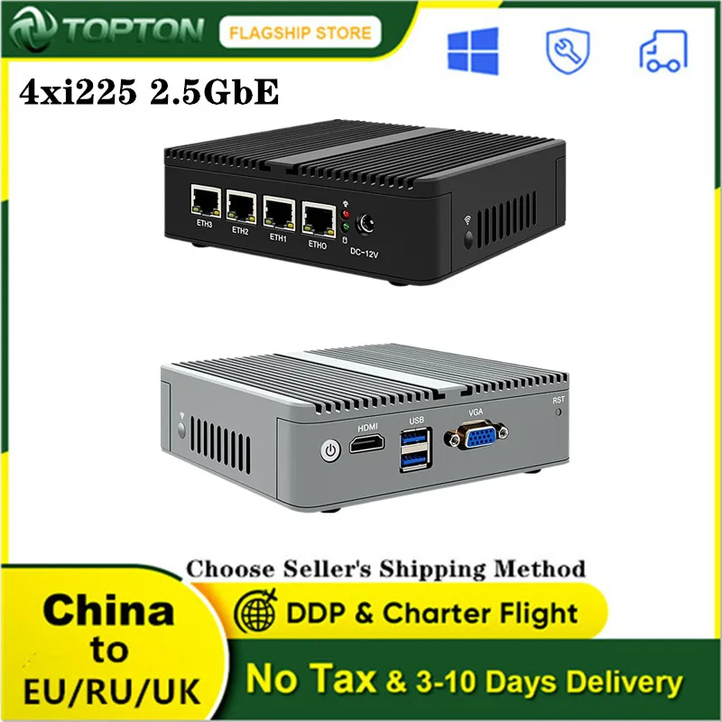 4 Intel i225-V B3 2.5GbE Nics J4125 Fanless 2.5G Router Nano Mini PC pfSense Firewall Router PC OPNsense VMware ESXi Proxmox