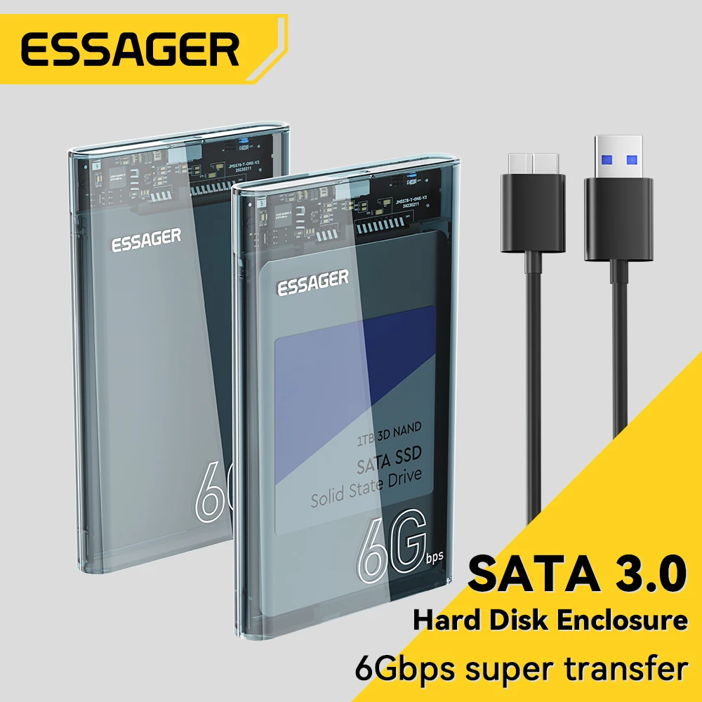 

Essager USB 3.0 SATA 6Gbps High Speed External Hard Drive Enclosure with Support for 2.5-inch HDD/SSD Toolless Installation