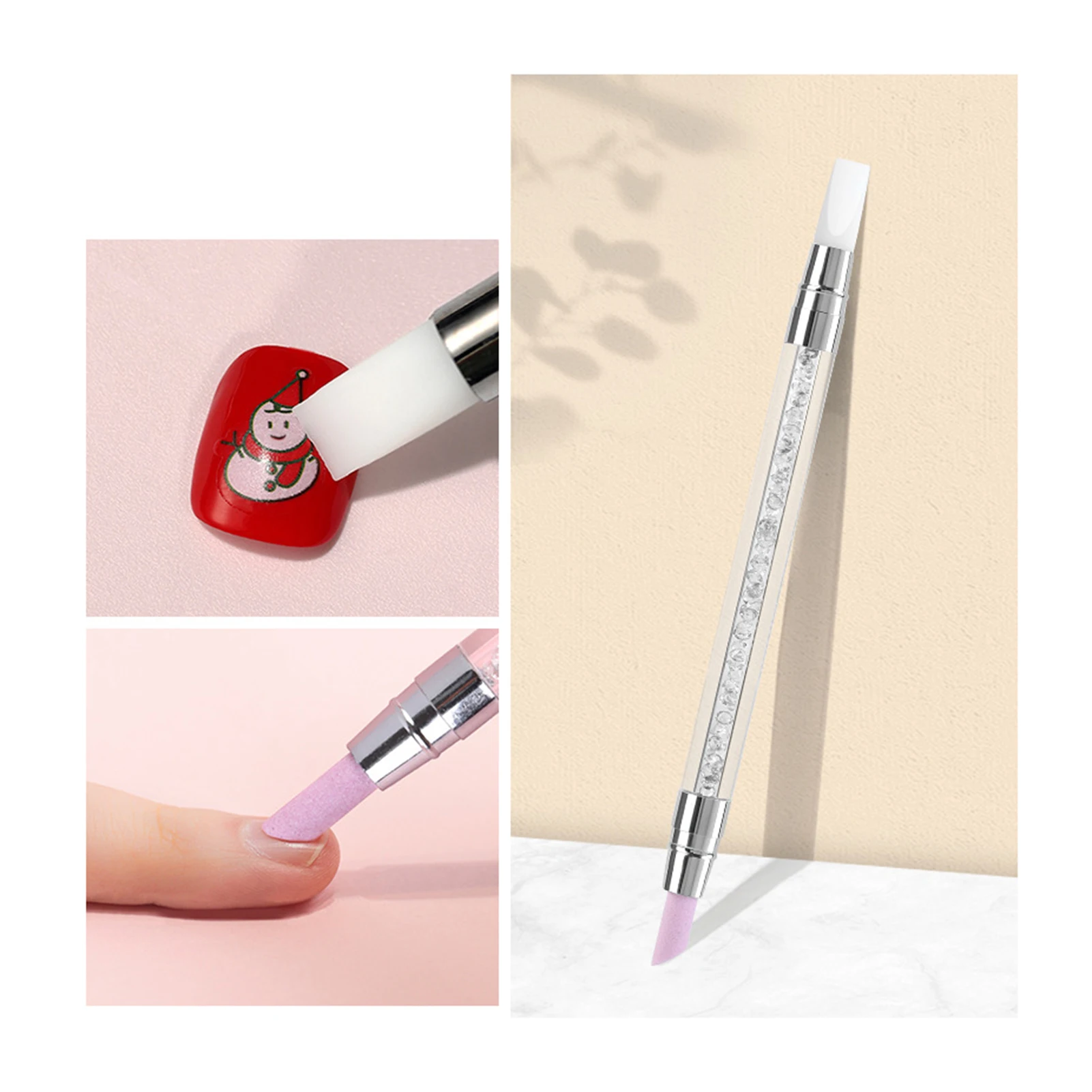 

Акриловая ручка с двойным наконечником для дизайна ногтей, силиконовая ручка для полировки ногтей, ручка для резьбы, маникюр, кисть для самостоятельного маникюра, точечные инструменты для домашнего салона