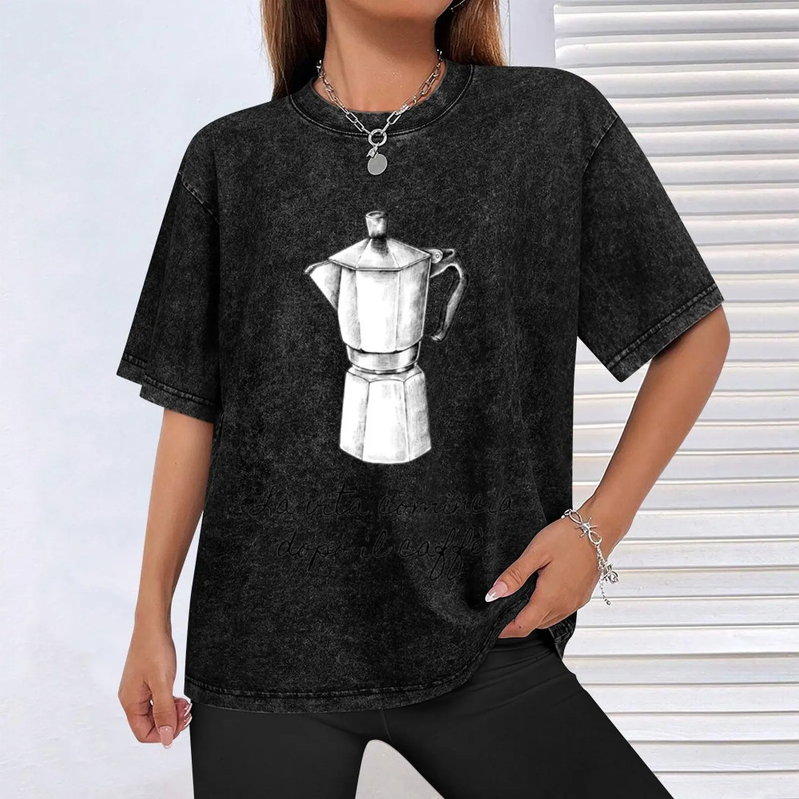 Футболка La vita cominciajah il caffe' одежда в стиле аниме новое издание с животным принтом