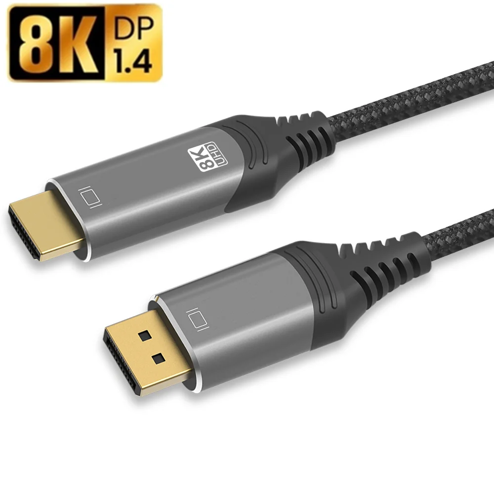 

Aluminum Shell Displayport to HDMI-Compatible Cable 8K@30Hz 4K@120Hz DP 1.4 HD 2.1 HDR for Amplifier TV PS4 PS5