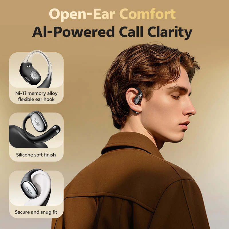 Фото QCY Crossky R70 Спортивные беспроводные наушники с открытыми ушами Bluetooth 6.0 Hi-Res LDAC Наушники-крючки Беспроводная зарядка Наушники 52 часа №5