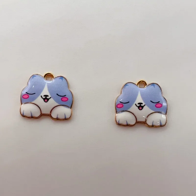 10 шт. 16x18 мм Модный золотой цвет металлический сплав кавайная эмалированная кошка