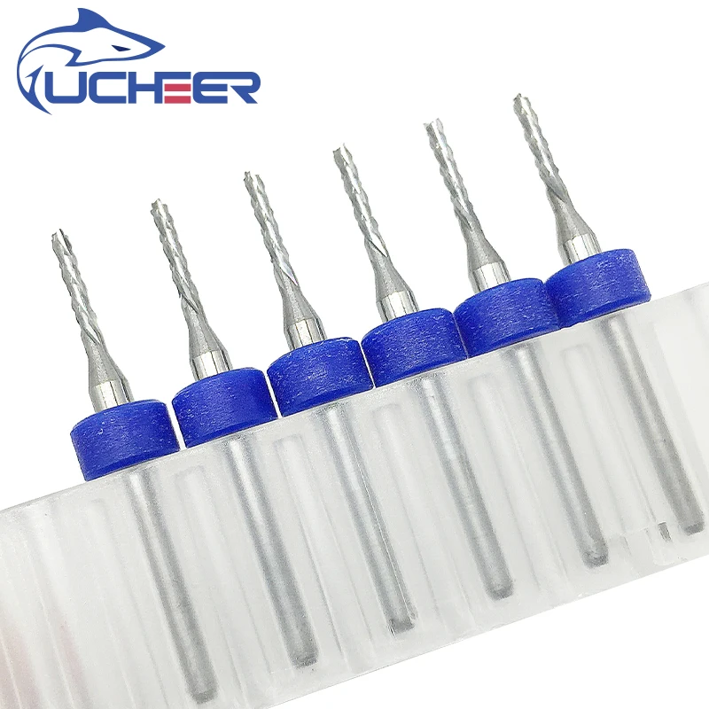 

UCHEER 1set 10pcs 3.175mm Carbide Tungsten Corn Cutter with ring cutting PCB milling bits end mill CNC router bits for Engraving