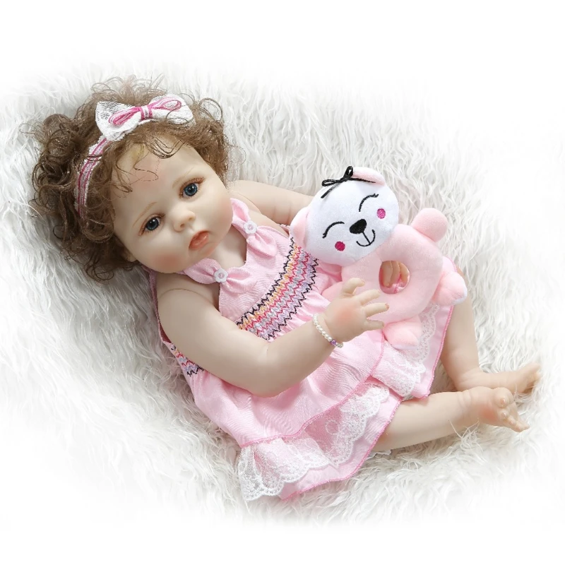 

22in Reborn Toy Baby Girl Dolls Full Body Silicone Vinyl Realistic Artificial Soft Toy with Clothes Kids Popular Gift