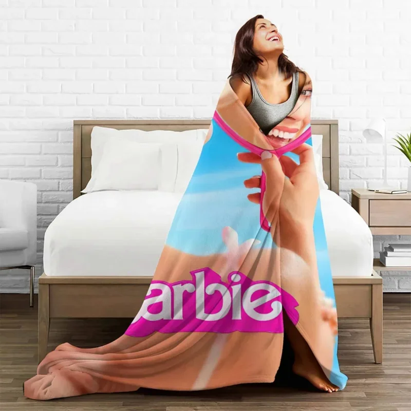 

Pink Doll Movie Blankets Fleece Summer Margot Robbie Breathable Lightweight Throw Blanket For Home Bedroom Bedspread