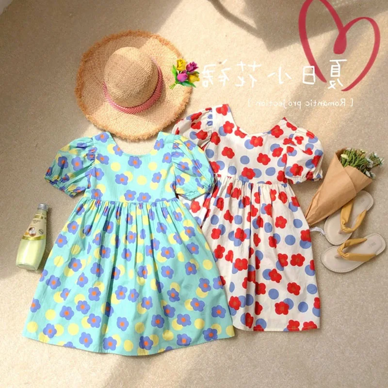 Цветочное платье с открытой спиной для девочек платья цветами корейская детская