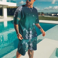 summer mens clothing 2 piece outfit t shirts shorts sportswear man jogging sets 3d print tracksuits male suit o neck activewear