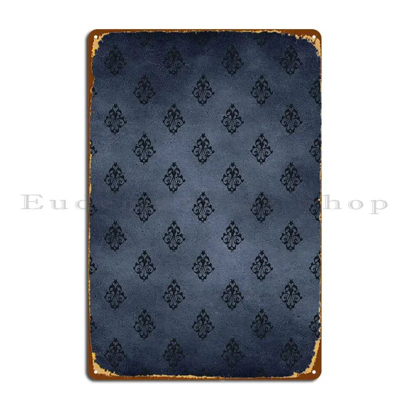 

Синий Готический Дамаск 09, металлический знак, клубный Печатный настенный плакат, Настенная пещера, жестяной плакат