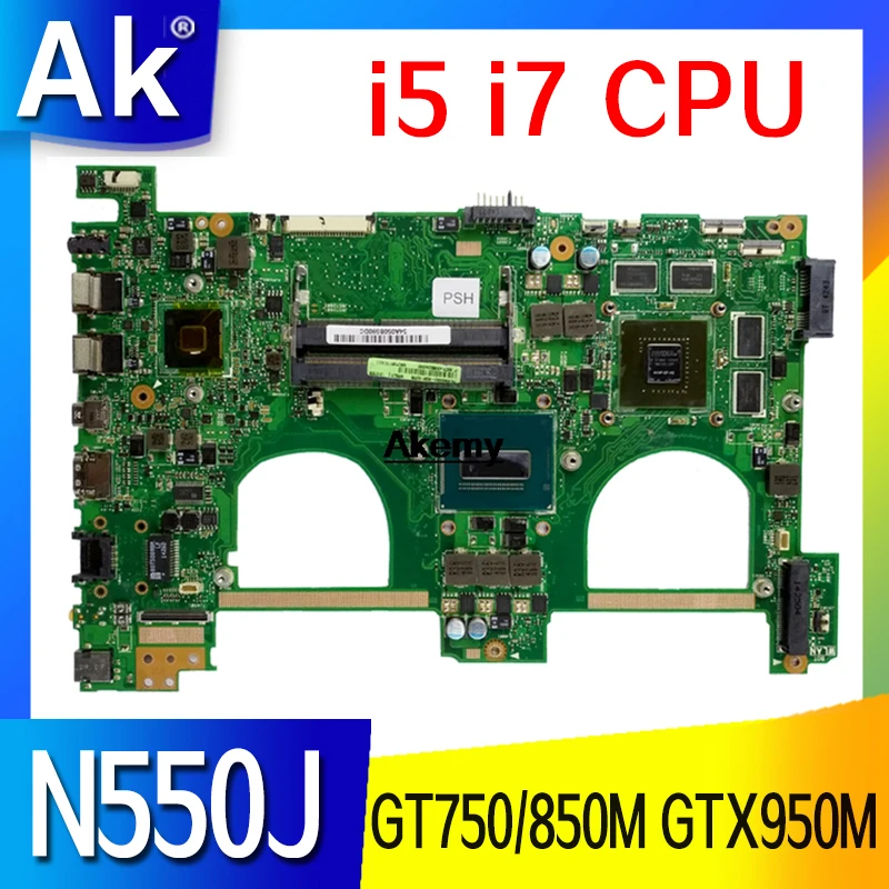 

Материнская плата N550JV для ноутбука ASUS VivoBook N550JX N550JK N550J G550JX G551JK G551J, материнская плата i5 i7 CPU GT750M GT850M GTX950M