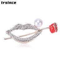 rose lips brooch ins tide temperament personality suit coat temperament high end light luxury sweater jewelry women