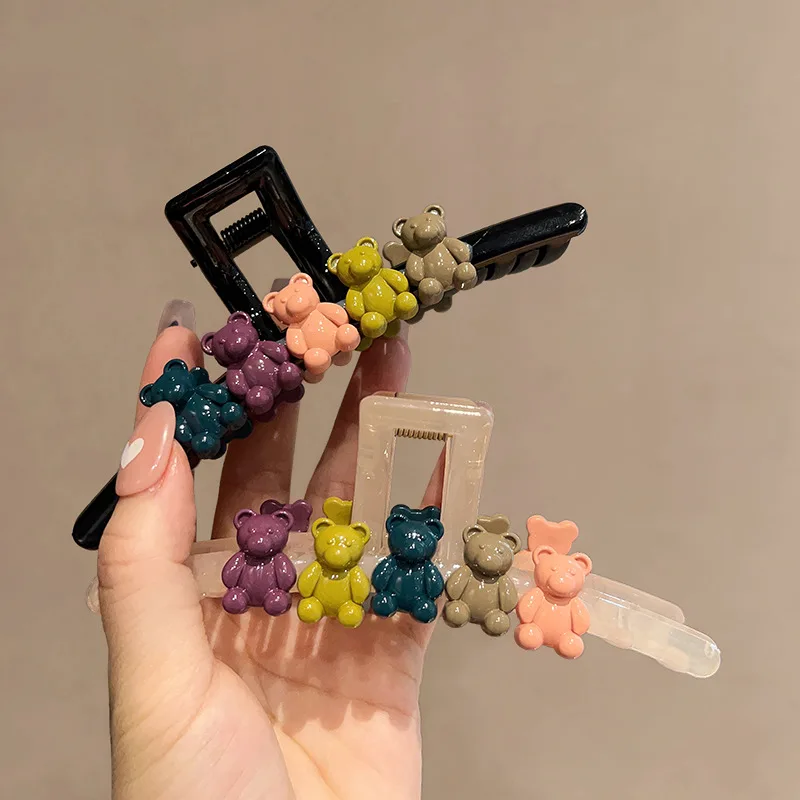 

Женские акриловые заколки для волос, заколки для волос с красочным медведем и акулой, аксессуары для волос в Корейском стиле, 2022