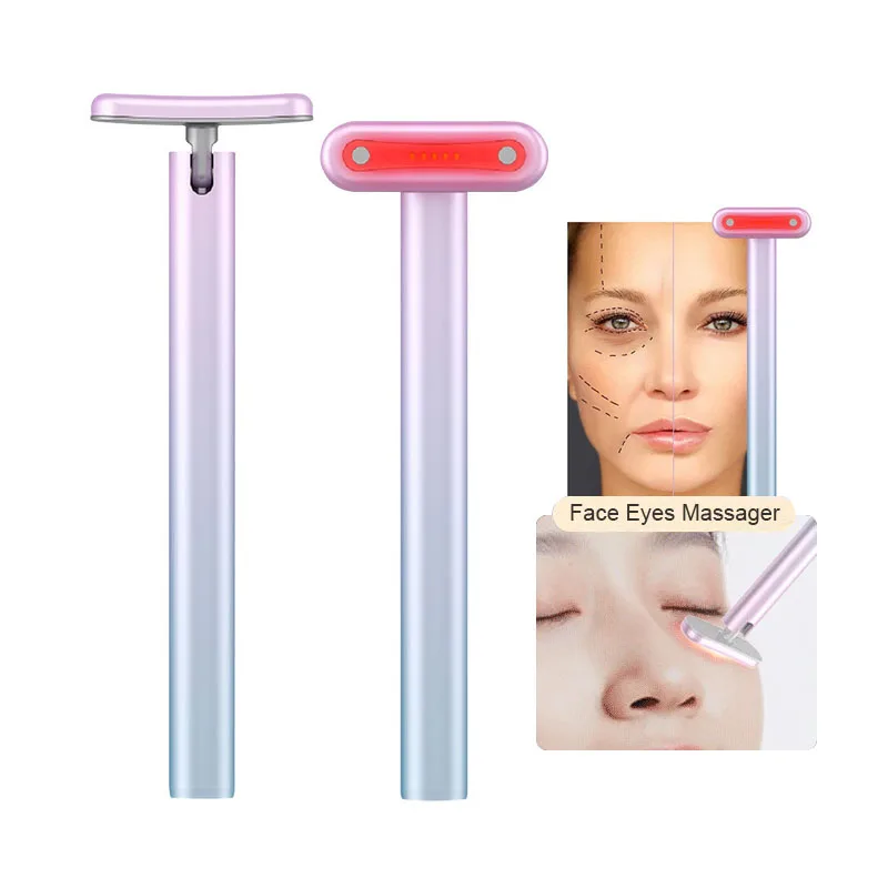 

4 in 1 Skincare Wand Vibrating EMS Microcurrent Red Light Therapy Therapeutic Warmth Facial Eye Massage Face Lift Beauty wand