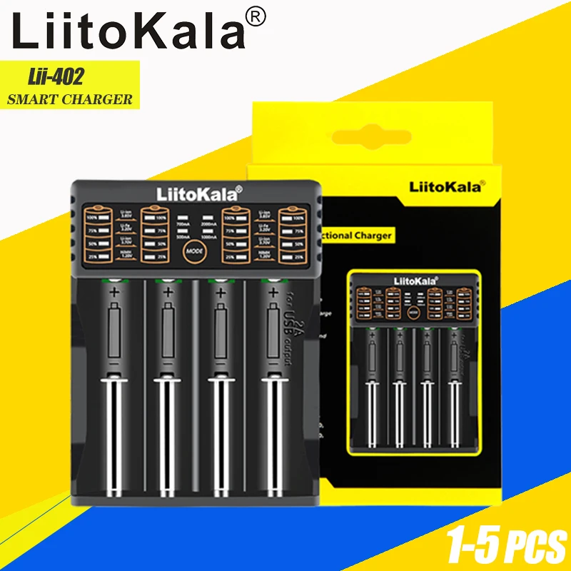 

Умное зарядное устройство LiitoKala, 18650, 1,2 в, 3,7 в, 3,2 в, 3,85 В, для аккумуляторов 26650, 18500, 18350, 17500, 16340, 14500, 1-5 шт.